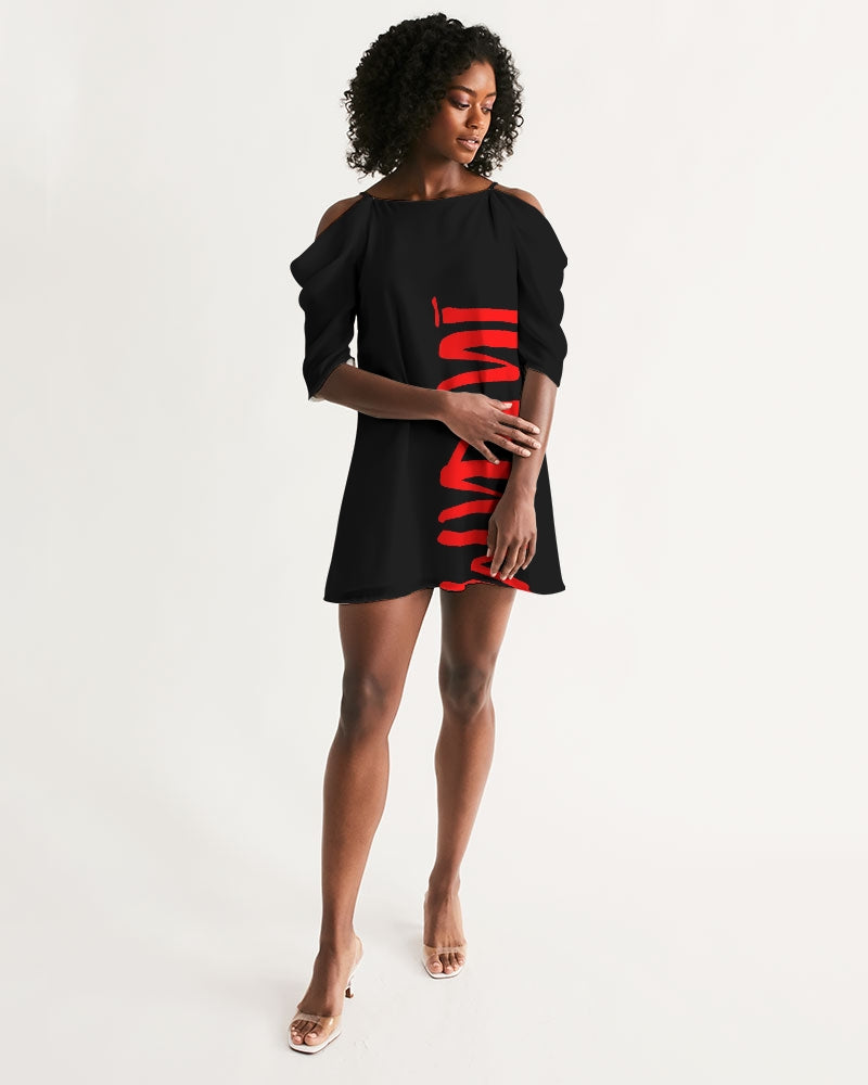 IAKAM  Red Women's Open Shoulder Dress - IAKAM