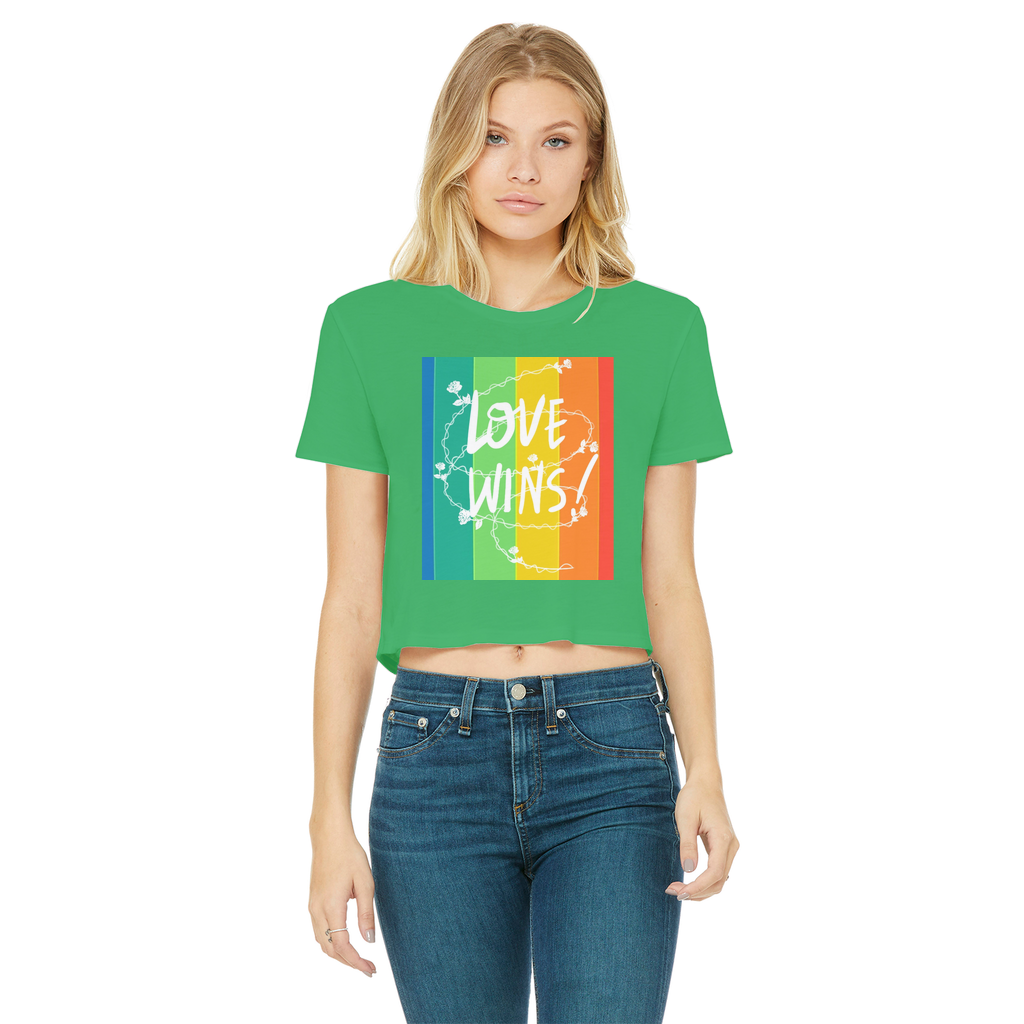 Love Wins Classic Women's Cropped Raw Edge T-Shirt - IAKAM