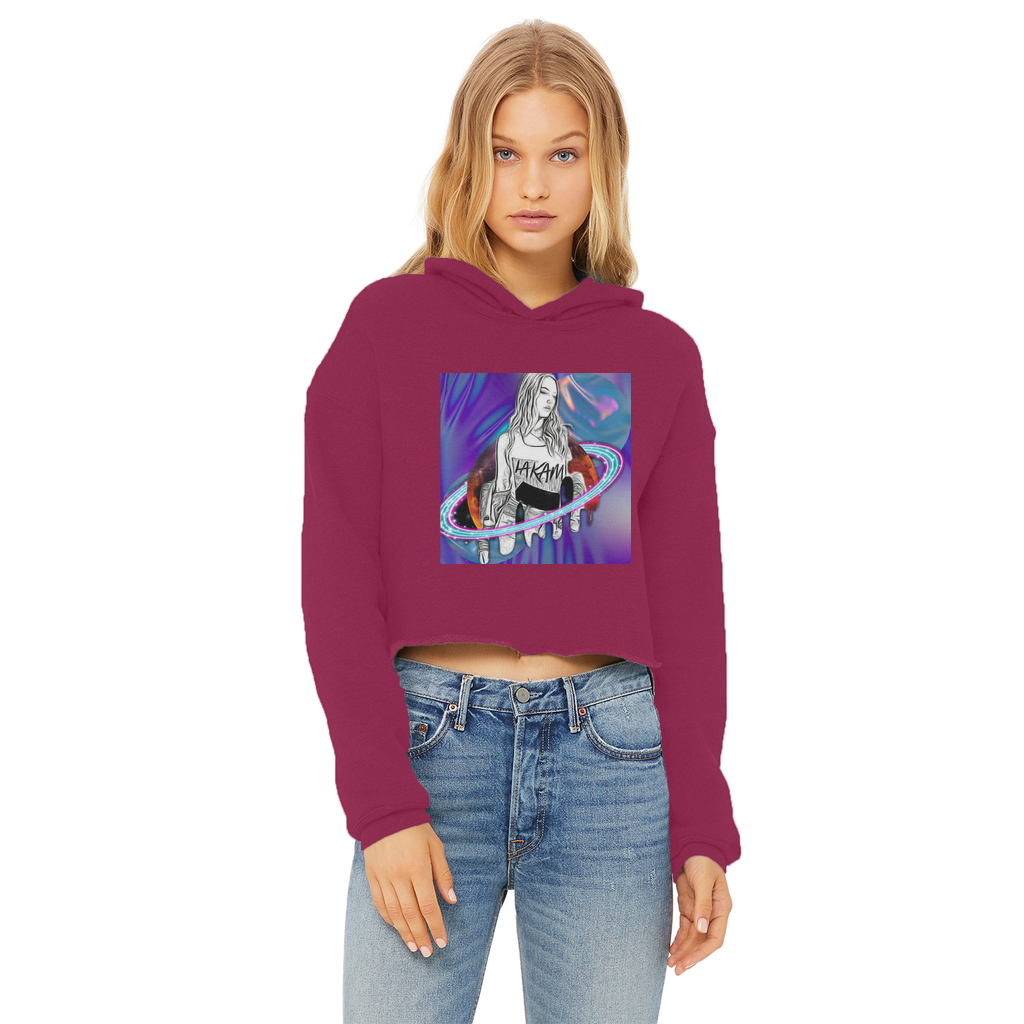 Outerspace3 Ladies Cropped Raw Edge Hoodie - IAKAM