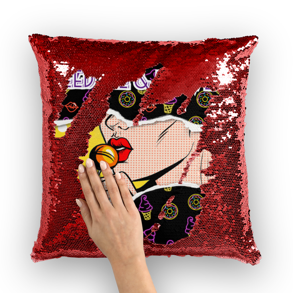 Feed Me Love Me Sequin Cushion Cover - IAKAM