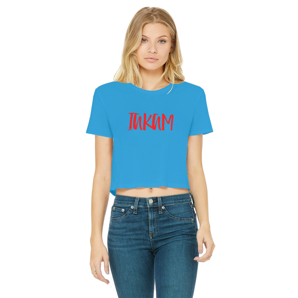 IAKAM Red Classic Women's Cropped Raw Edge T-Shirt - IAKAM
