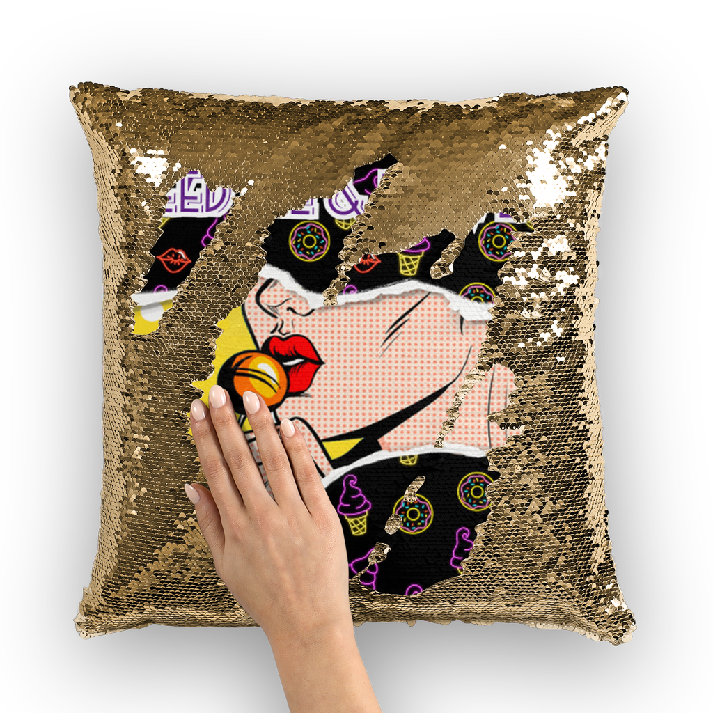Feed Me Love Me Sequin Cushion Cover - IAKAM