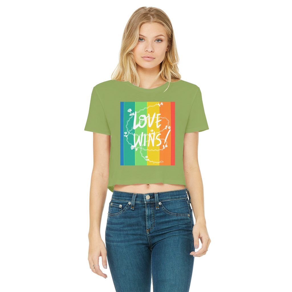 Love Wins Classic Women's Cropped Raw Edge T-Shirt - IAKAM