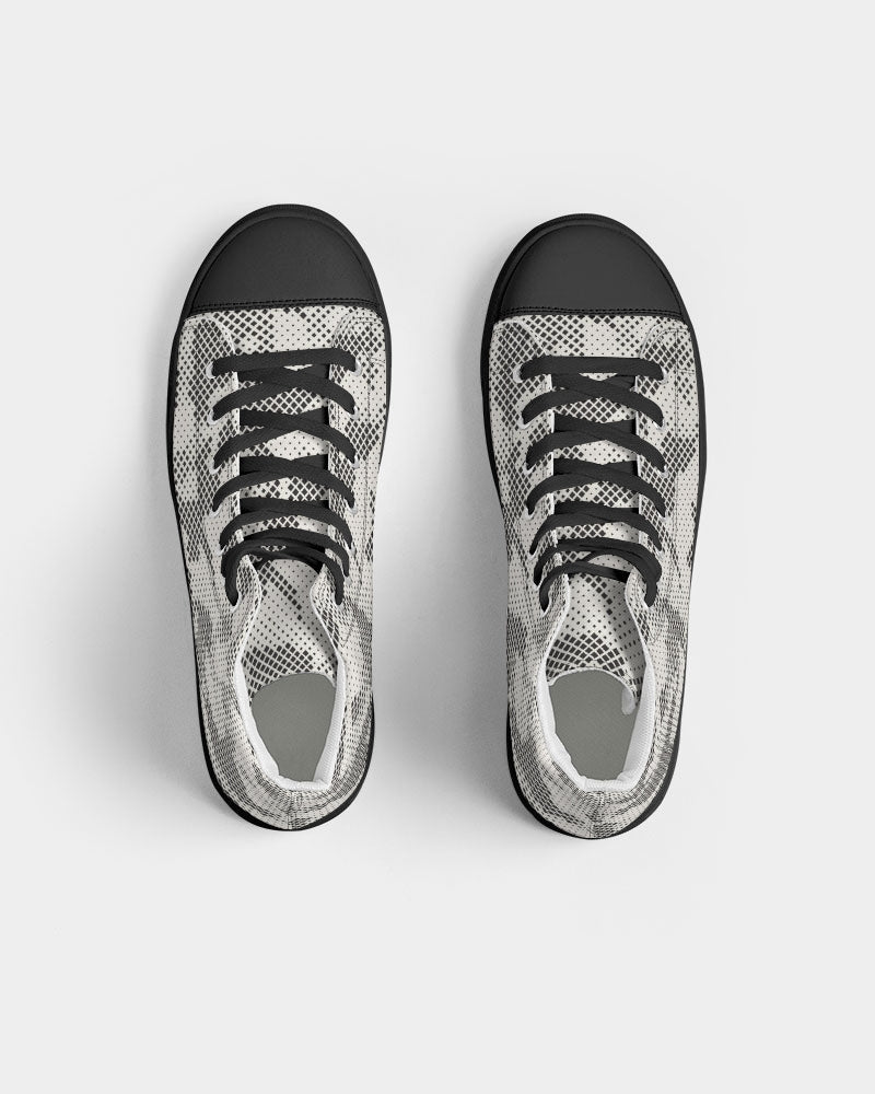 Diamond Camo Men's Hightop Canvas Shoe - Black - IAKAM