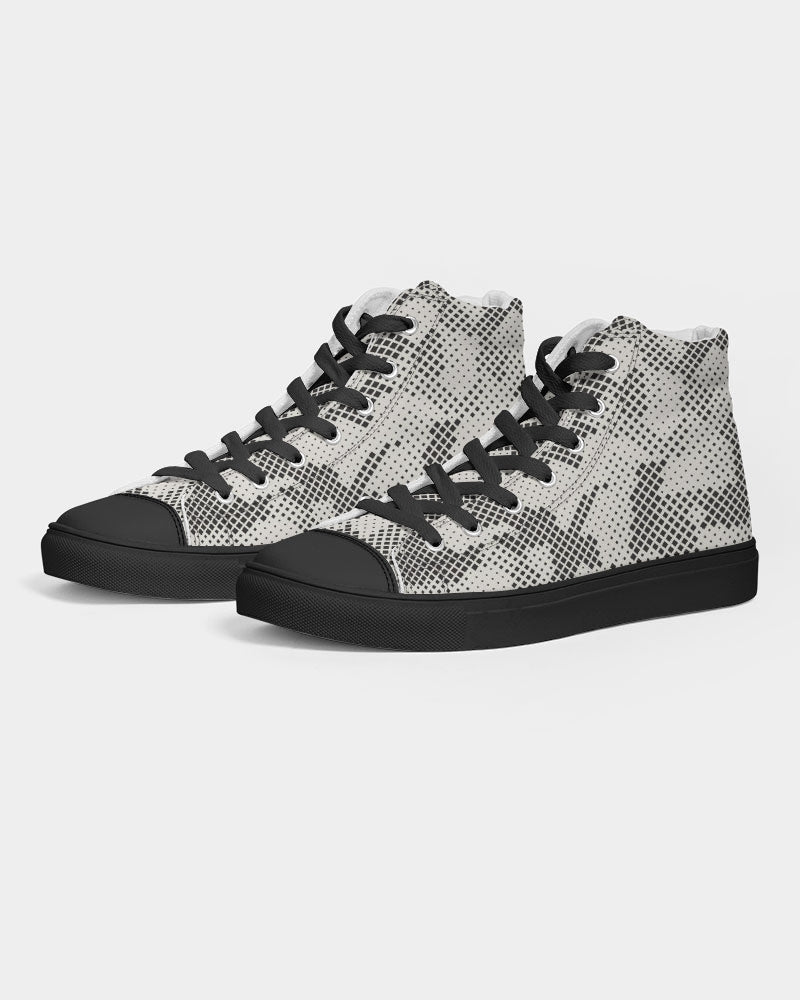 Diamond Camo Men's Hightop Canvas Shoe - Black - IAKAM