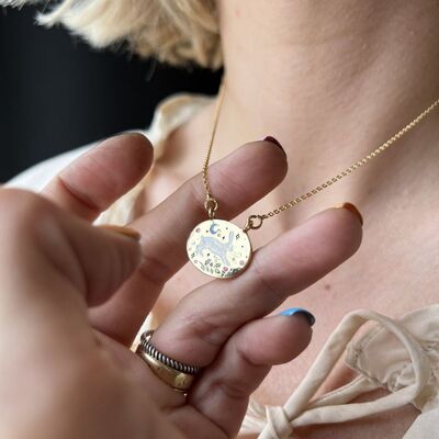 Brass 18K Gold-Plated Coin Shape Pendant Necklace - IAKAM