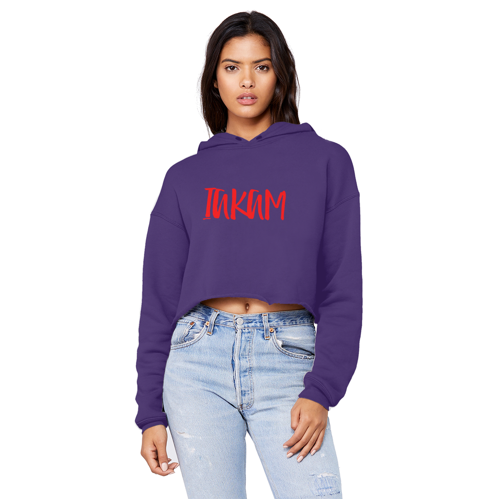 IAKAM Red Unisex Cropped Raw Edge Boyfriend Hoodie - IAKAM
