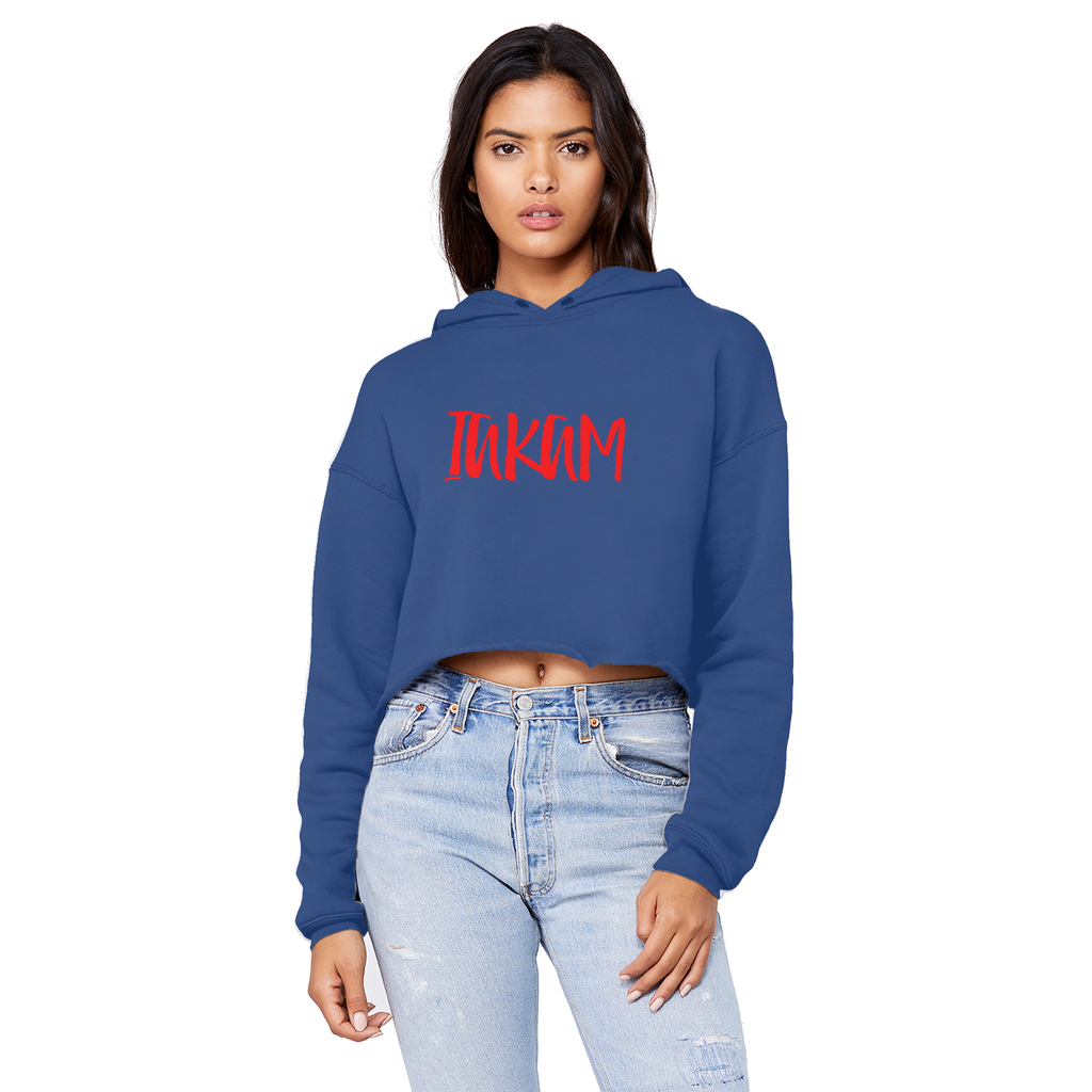 IAKAM Red Unisex Cropped Raw Edge Boyfriend Hoodie - IAKAM