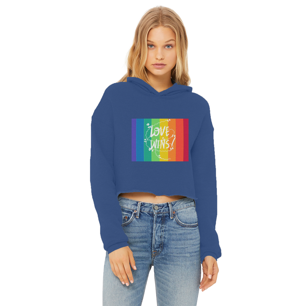 Love Wins Ladies Cropped Raw Edge Hoodie - IAKAM