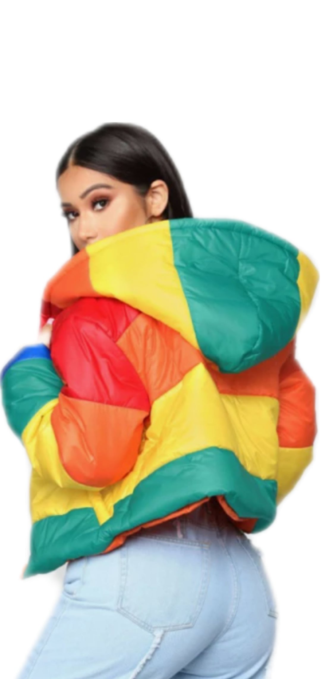 LOVE WINS Coat Winter Warm Oversize Parkas Hat Rainbow Jacket Stripe  Winter Autumn Colorful Bubble Coat - IAKAM
