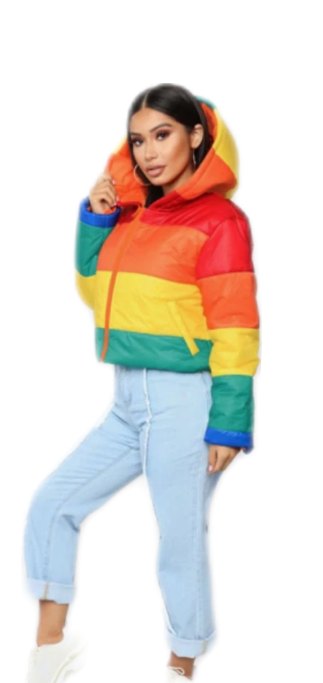LOVE WINS Coat Winter Warm Oversize Parkas Hat Rainbow Jacket Stripe  Winter Autumn Colorful Bubble Coat - IAKAM