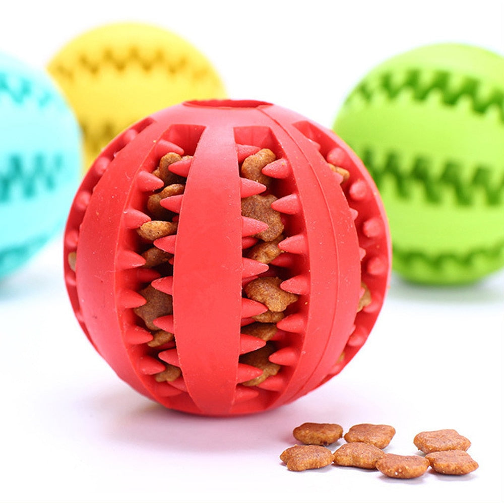 Pet Dog Toy Interactive Rubber Balls for Small Large Dogs Puppy Cat Chewing Toys Pet Tooth Cleaning Indestructible Dog Food Ball - IAKAM
