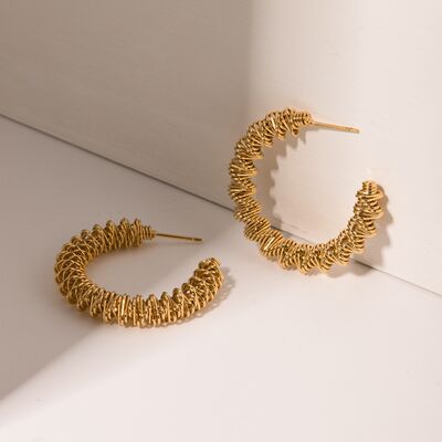 18K Gold-Plated Stainless Steel  Fashion C-Hoop Earrings - IAKAM
