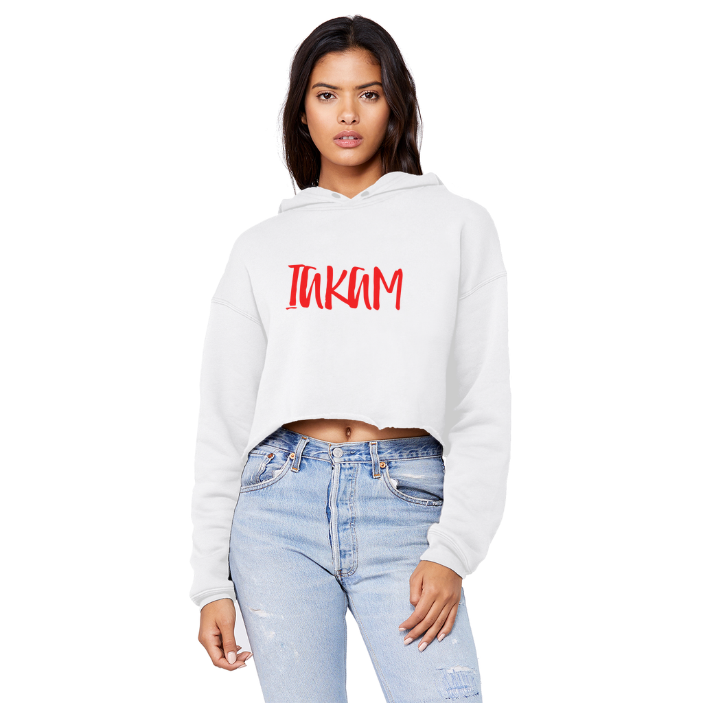IAKAM Red Unisex Cropped Raw Edge Boyfriend Hoodie - IAKAM
