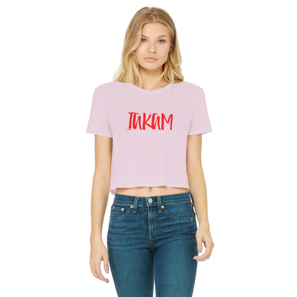 IAKAM Red Classic Women's Cropped Raw Edge T-Shirt - IAKAM