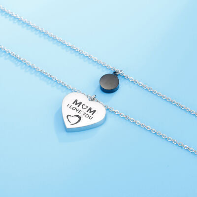 Stainless Steel Double-Layered Heart Pendant Necklace - IAKAM