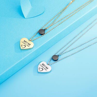 Stainless Steel Double-Layered Heart Pendant Necklace - IAKAM