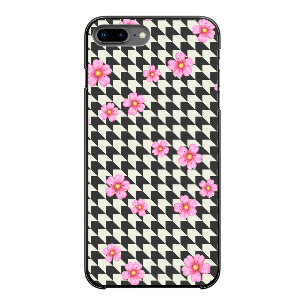 FLOWER PAT Back Printed Black Hard Phone Case - IAKAM