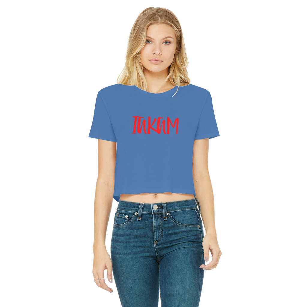 IAKAM Red Classic Women's Cropped Raw Edge T-Shirt - IAKAM