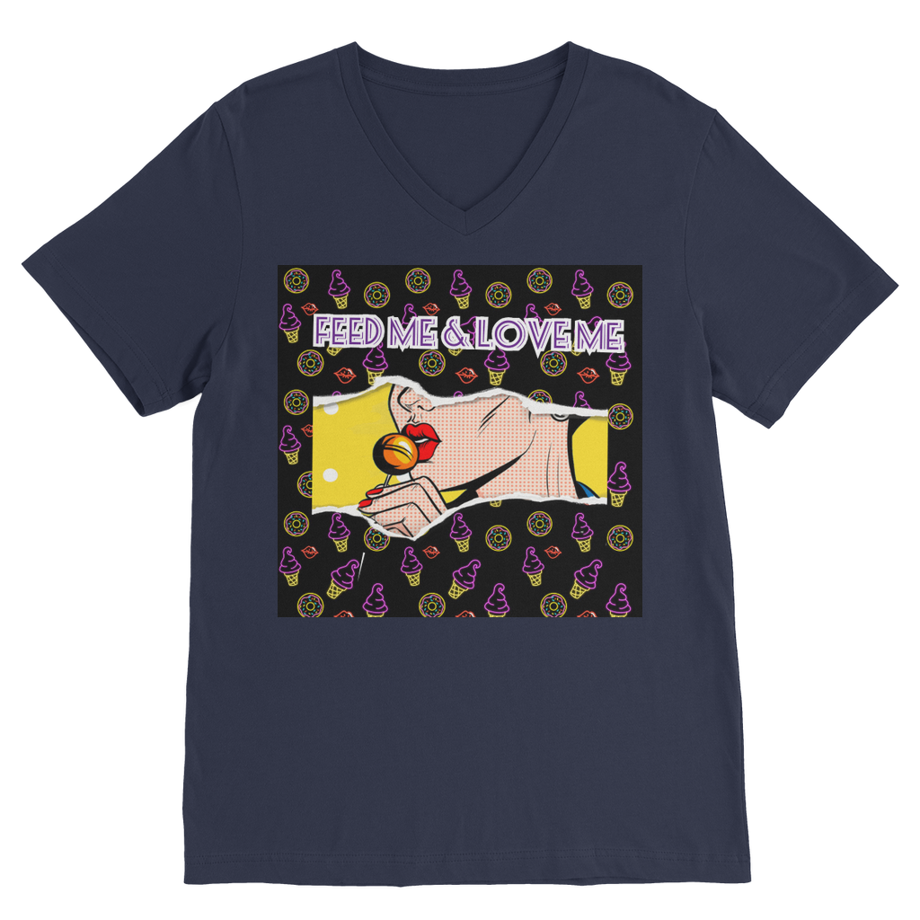 Feed Me Love Me Premium V-Neck T-Shirt - IAKAM