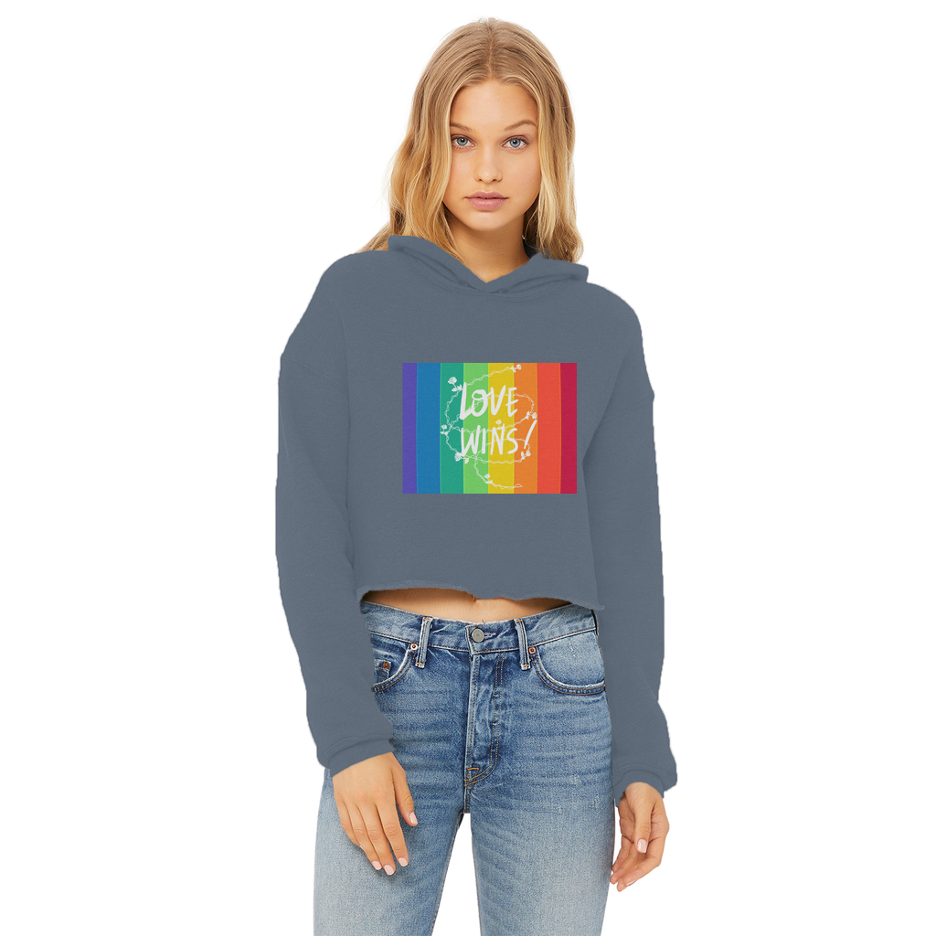 Love Wins Ladies Cropped Raw Edge Hoodie - IAKAM