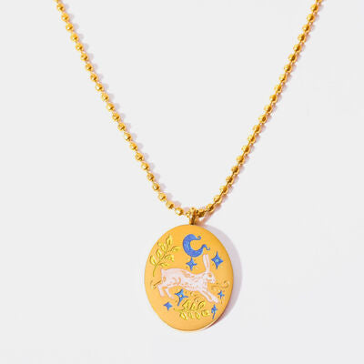 Brass 18K Gold-Plated Coin Shape Pendant Necklace - IAKAM
