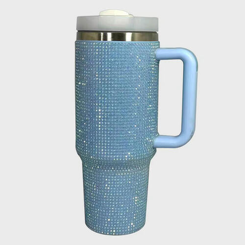 Rhinestone Stainless Steel Tumbler with Straw - IAKAM