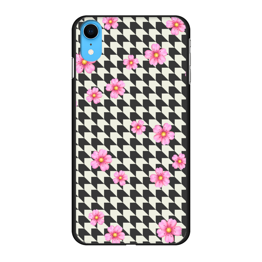 FLOWER PAT Back Printed Black Hard Phone Case - IAKAM