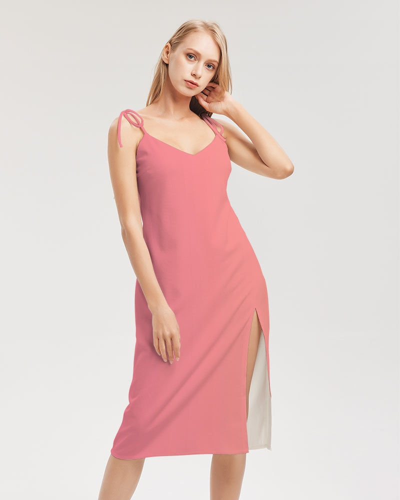 Fusion Women's All-Over Print Tie Strap Split Dress - IAKAM