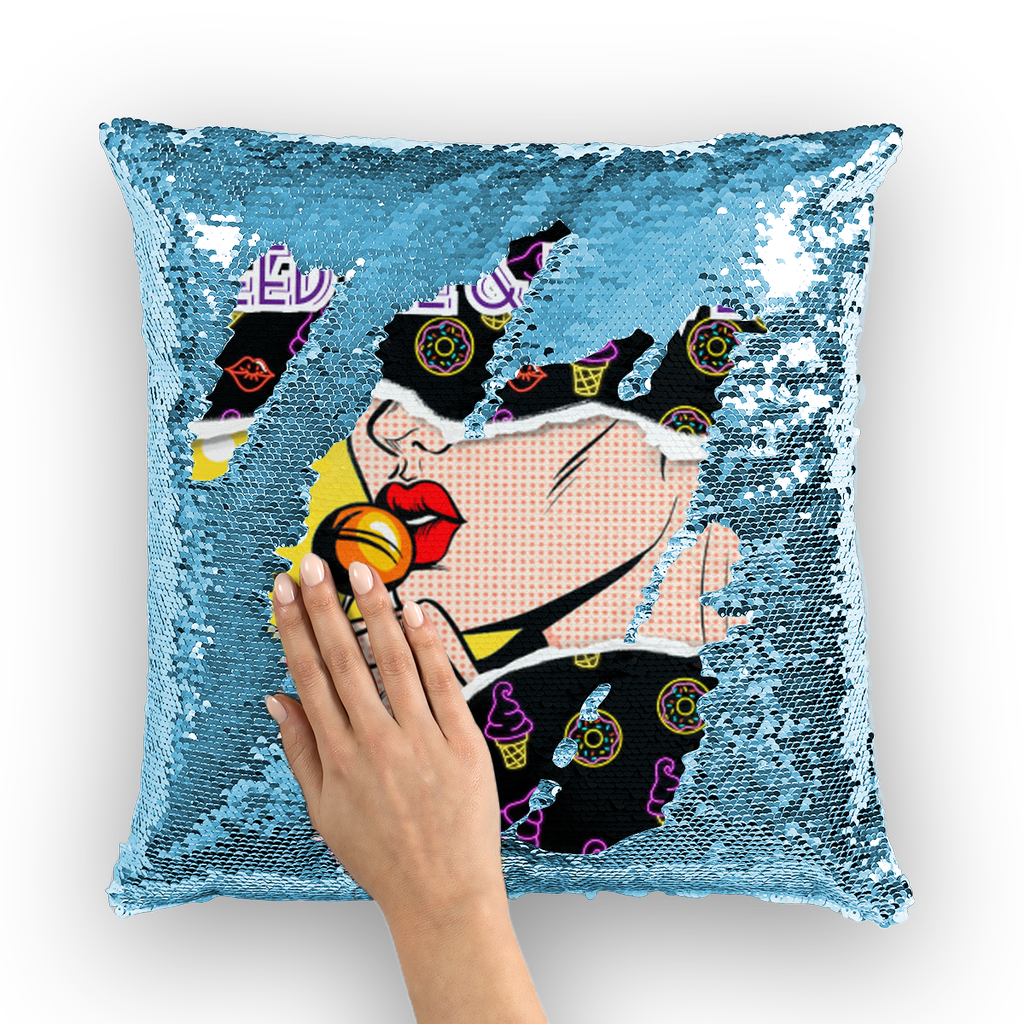 Feed Me Love Me Sequin Cushion Cover - IAKAM