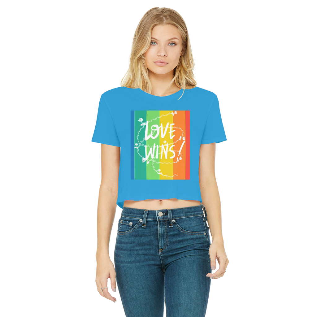Love Wins Classic Women's Cropped Raw Edge T-Shirt - IAKAM