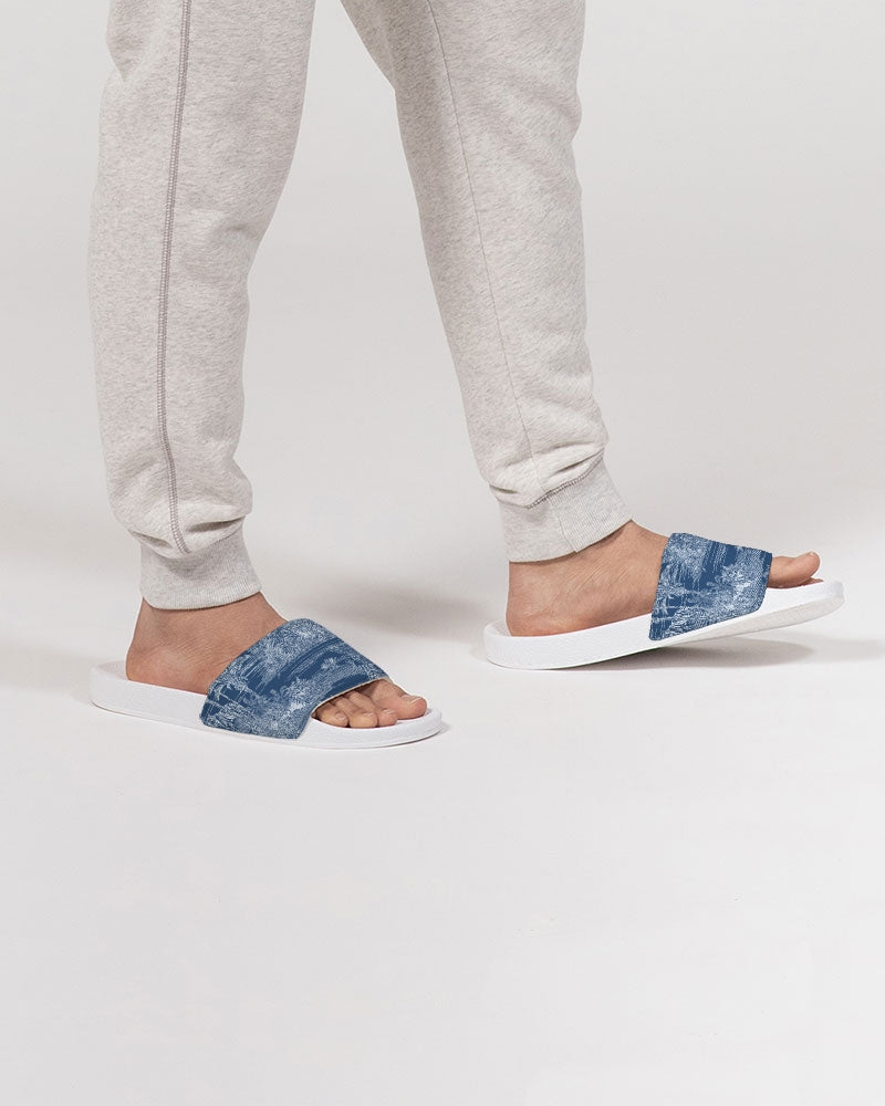 Blue Tiger Scene Men's Slide Sandal - IAKAM