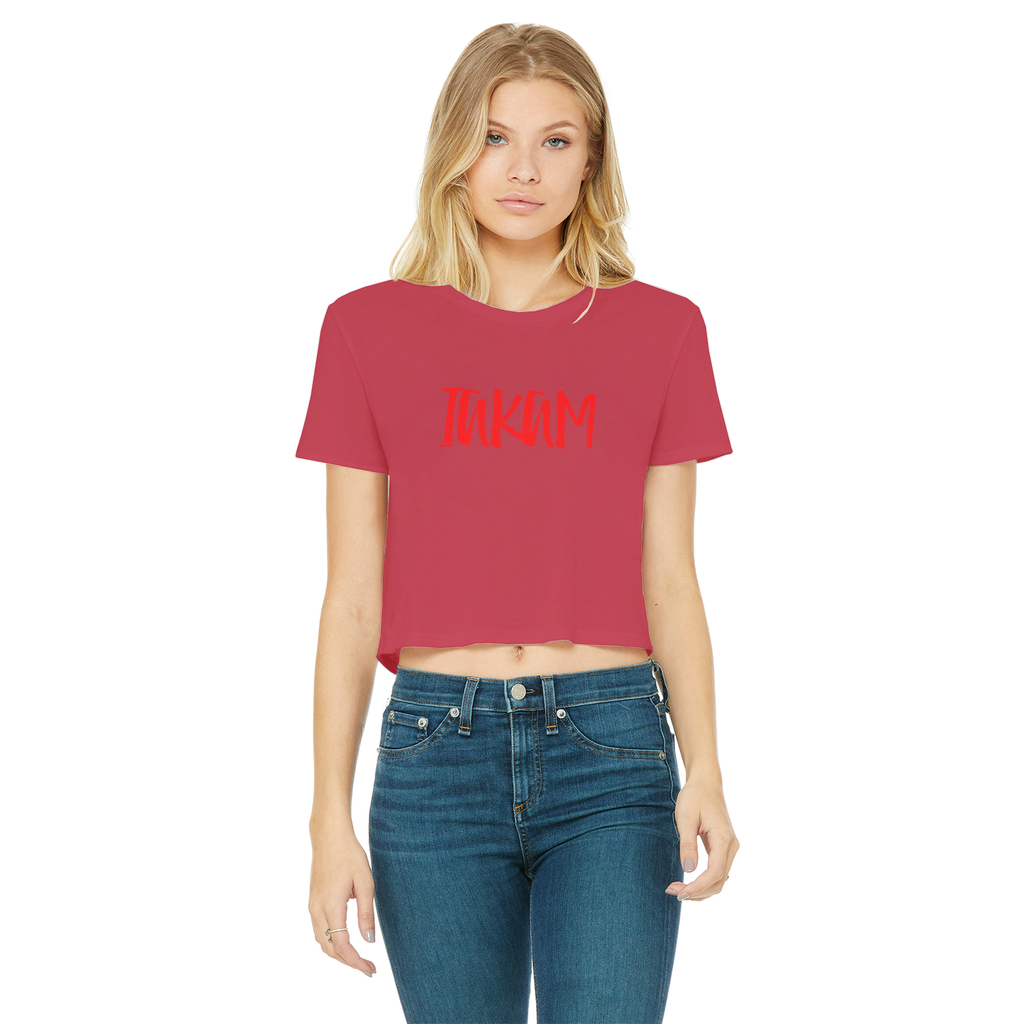 IAKAM Red Classic Women's Cropped Raw Edge T-Shirt - IAKAM