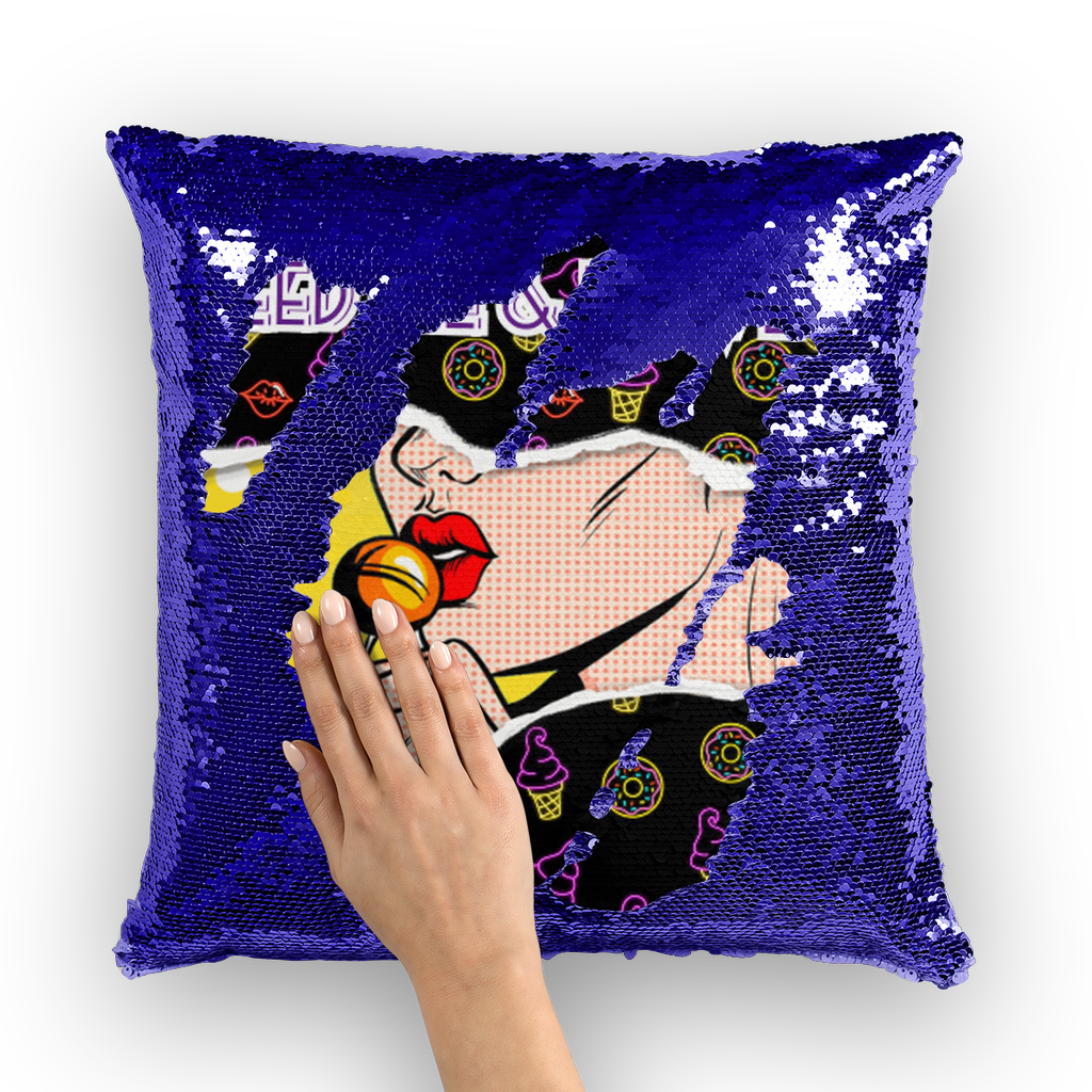 Feed Me Love Me Sequin Cushion Cover - IAKAM