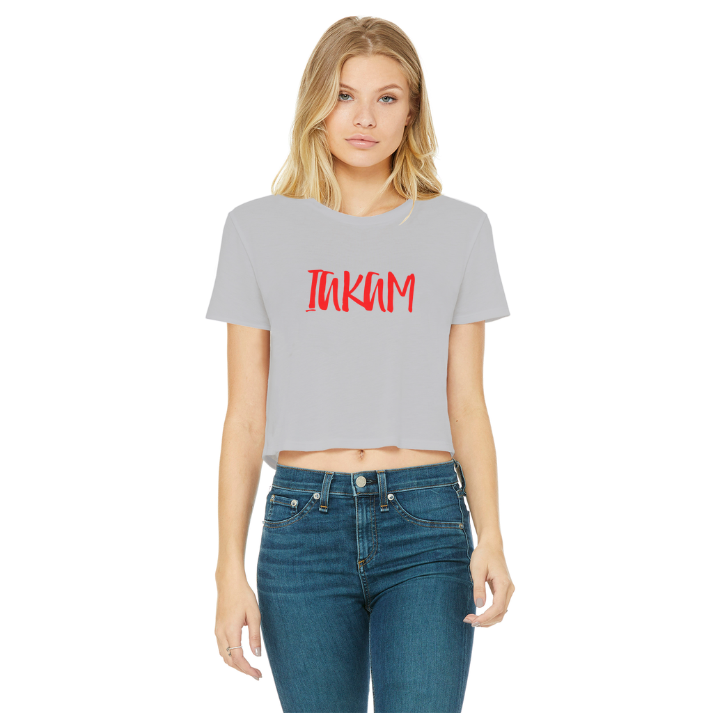 IAKAM Red Classic Women's Cropped Raw Edge T-Shirt - IAKAM