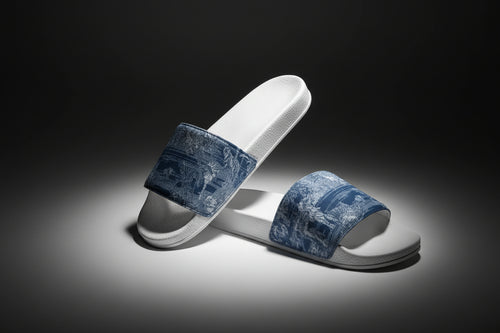 Blue Tiger Scene Men's Slide Sandal - IAKAM