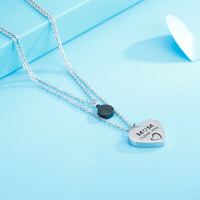 Stainless Steel Double-Layered Heart Pendant Necklace - IAKAM