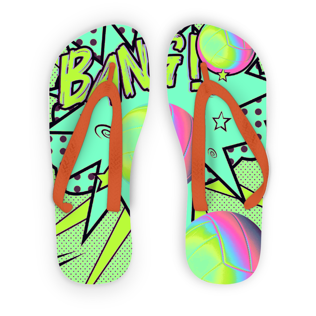 "Volley Ball Color me Bold" Adult Flip Flops - IAKAM
