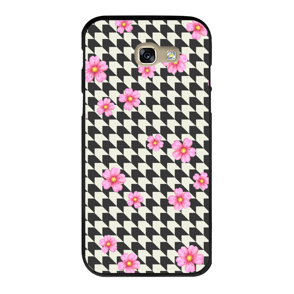 FLOWER PAT Back Printed Black Hard Phone Case - IAKAM