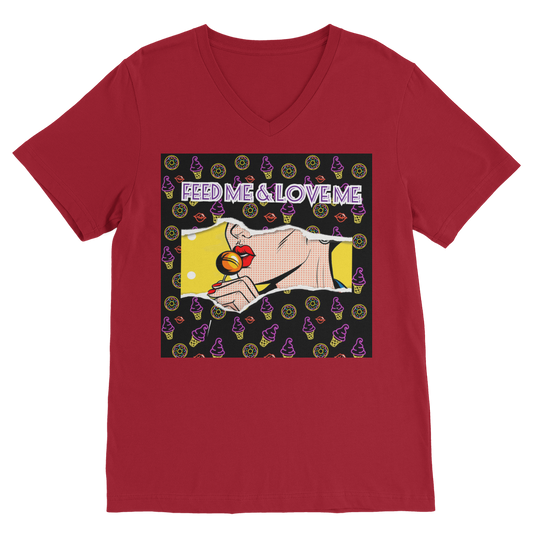 Feed Me Love Me Premium V-Neck T-Shirt - IAKAM
