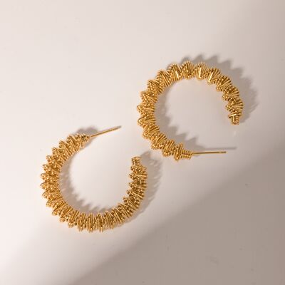 18K Gold-Plated Stainless Steel  Fashion C-Hoop Earrings - IAKAM