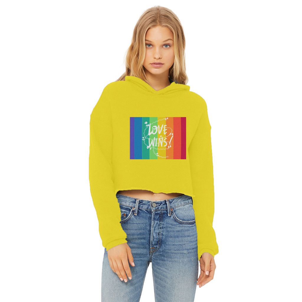 Love Wins Ladies Cropped Raw Edge Hoodie - IAKAM