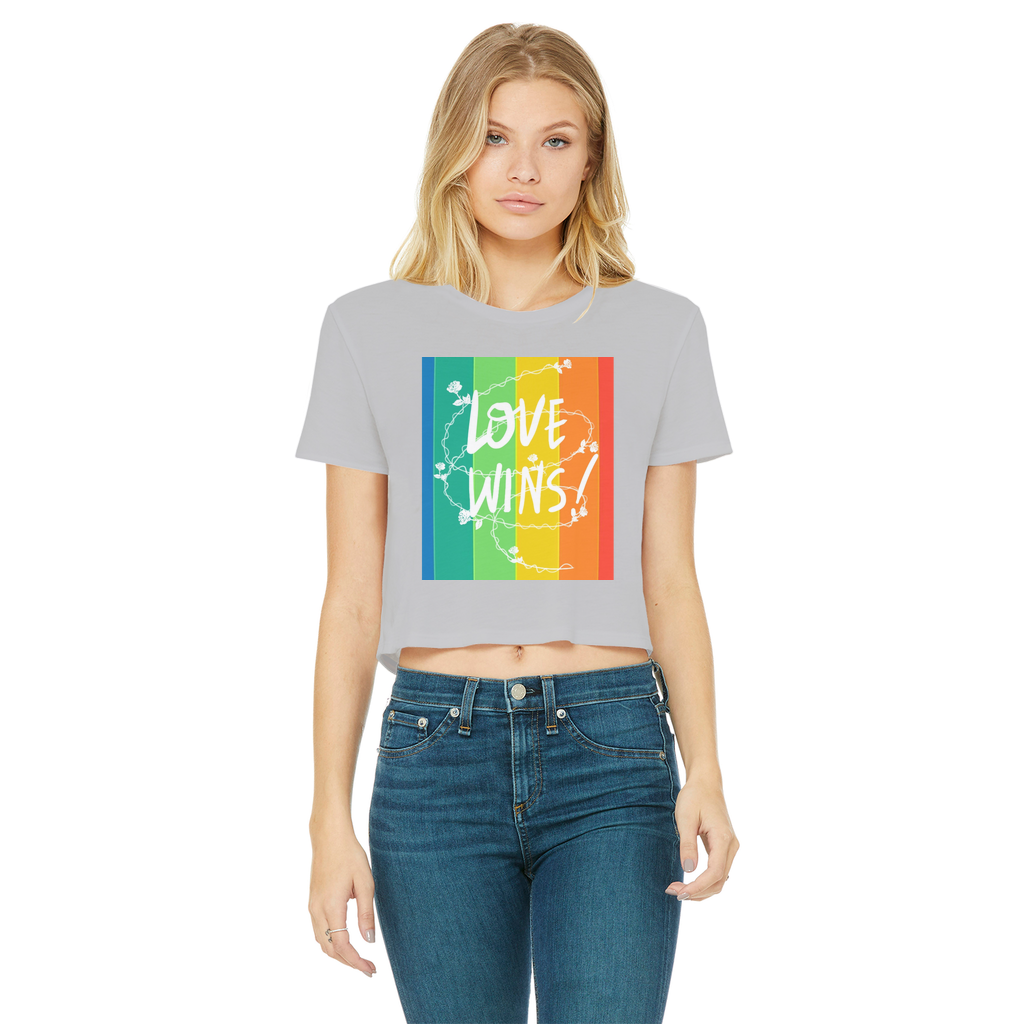 Love Wins Classic Women's Cropped Raw Edge T-Shirt - IAKAM