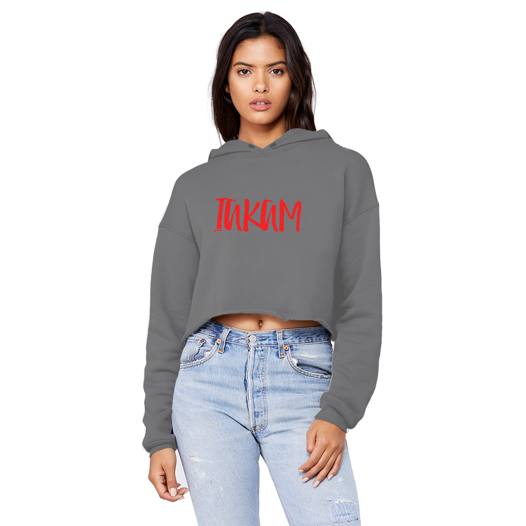 IAKAM Red Unisex Cropped Raw Edge Boyfriend Hoodie - IAKAM