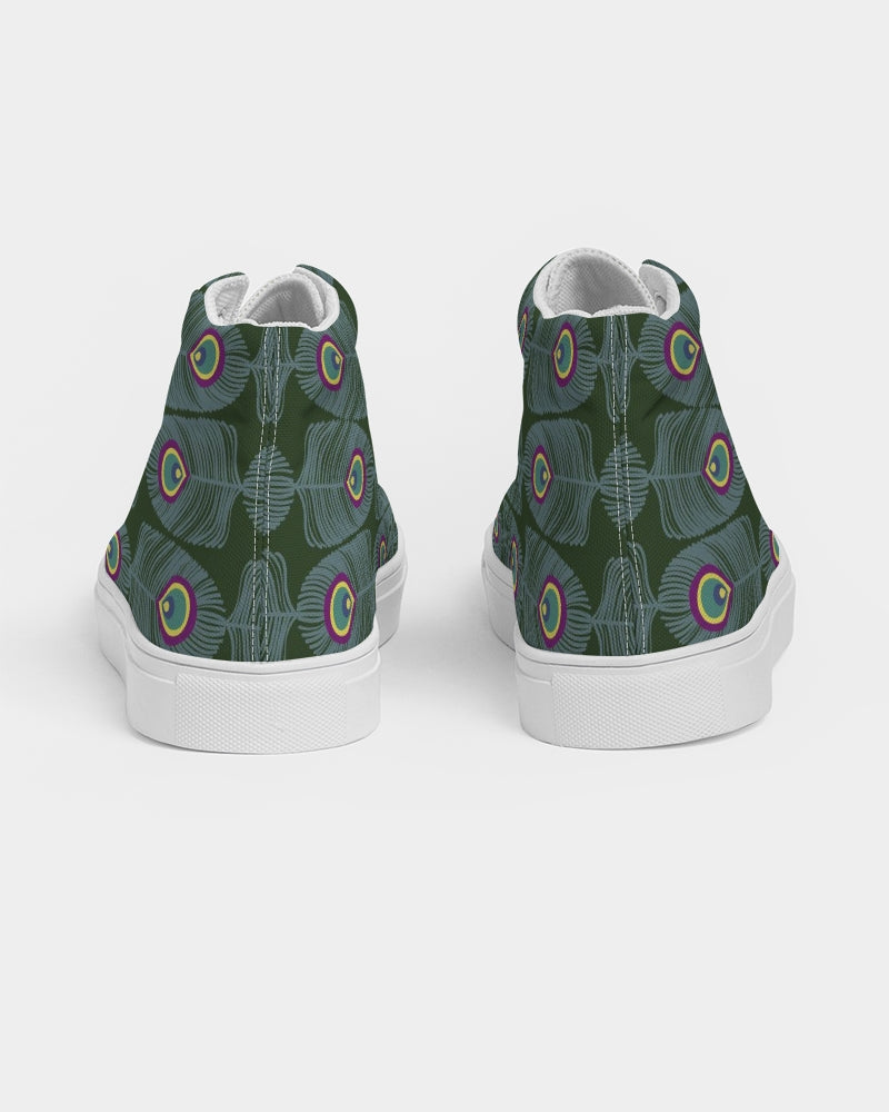 Peacock Tail Women's Hightop Canvas Shoe - IAKAM