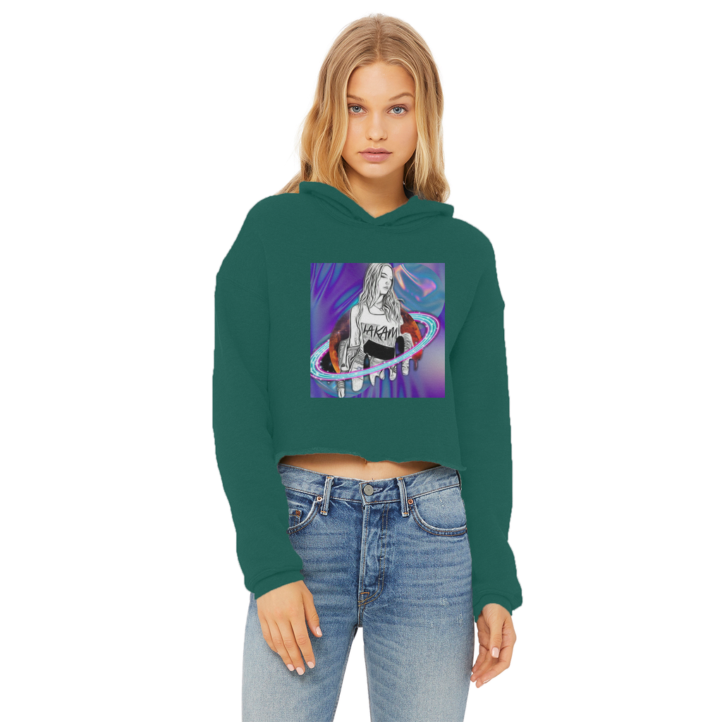 Outerspace3 Ladies Cropped Raw Edge Hoodie - IAKAM