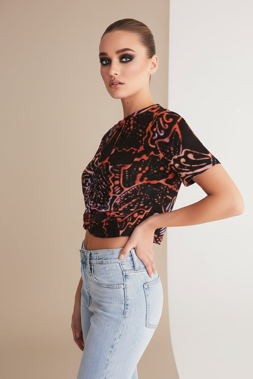 Lady Women's Twist-Front Cropped Tee - IAKAM
