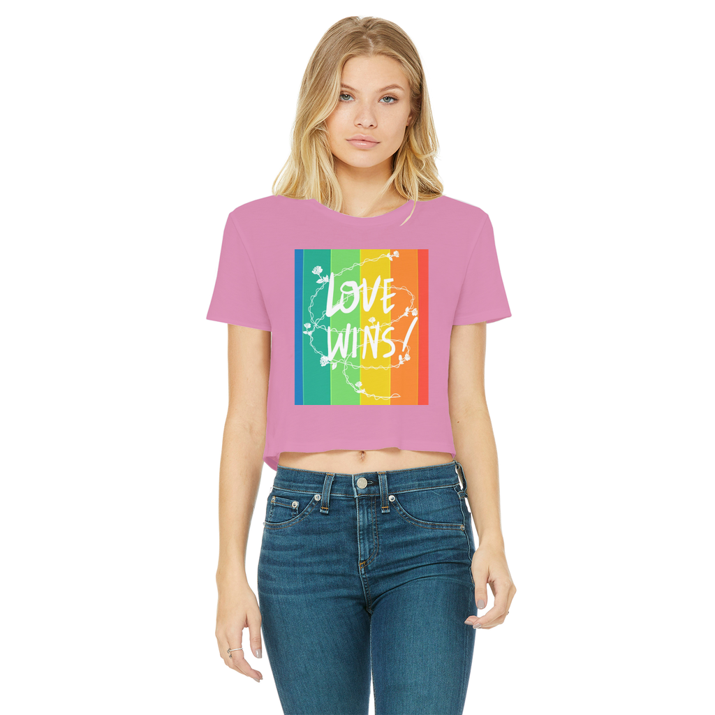 Love Wins Classic Women's Cropped Raw Edge T-Shirt - IAKAM