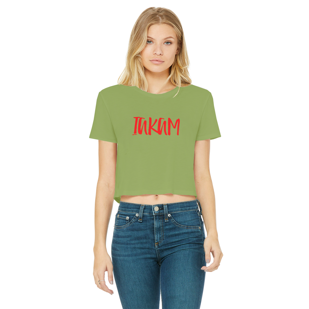 IAKAM Red Classic Women's Cropped Raw Edge T-Shirt - IAKAM