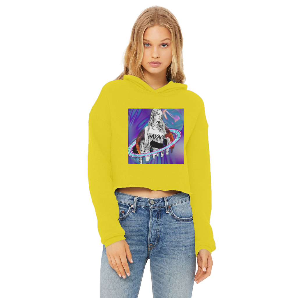 Outerspace3 Ladies Cropped Raw Edge Hoodie - IAKAM